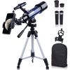 Astronomical Telescope; 70/400mm Refractor Telescope for Adults Kids Beginners; Portable Telescope with Tripod; Carrying Bag; Phone Adapter