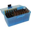 MTM Deluxe Ammo Box 50 Round Handle 22-250 243 308 Clear Blue