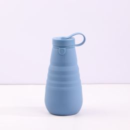 Foldable silica gel water cup Sports water bottle High temperature resistant food grade large capacity retractable silica gel water bottle (colour: sky blue)