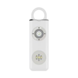 USB Chargeable Personal Safety Alarm Key Chain 130 DB With LED Light For Outdoors (Color: White)