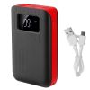 10000mAh Portable Power Bank External Battery Pack Charger Dual USB Charge Ports with LCD Display Flashlight Type C Micro USB Lightning Input Ports