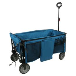 Camping Utility Wagon with Tailgate & Extension Handle; Red/Blue (Color: Blue)