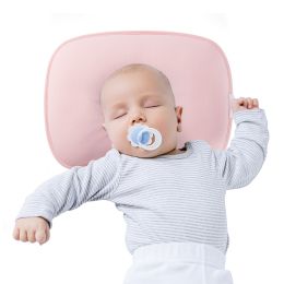 SUNVENO Baby Head Shaping Pillow Plant Fibres Baby Pillow Anti Flat Head Super Breathable (Color: pink)